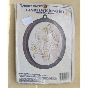 Vogart Candlewicking Kit Daisy Basket Needlework Sealed Frame 5 X 6 Vintage